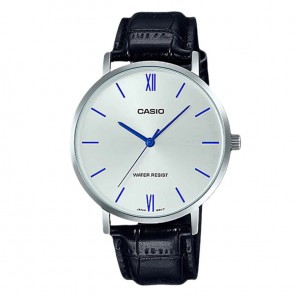 Casio MTP-VT01L-7B1UDF Silver White Black Leather Man